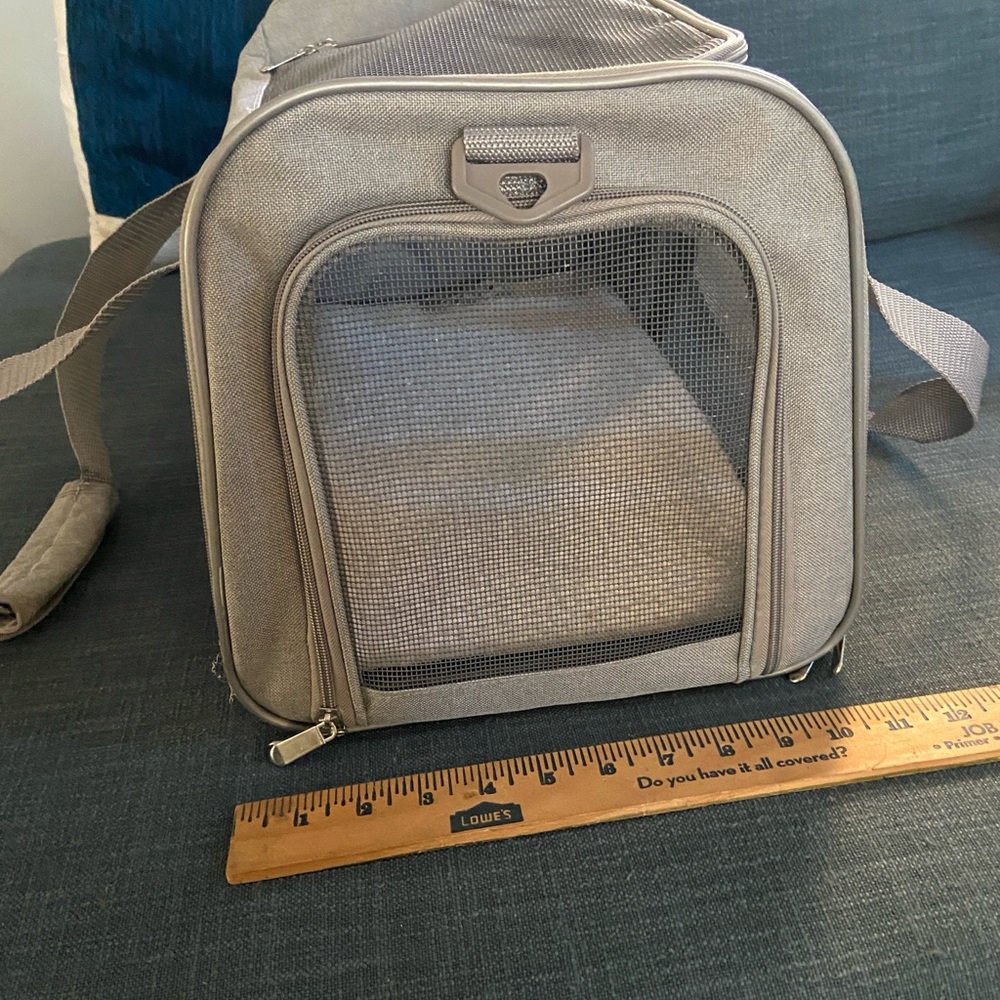 Gray Pet Carrier with Mesh Panels